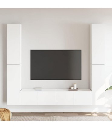 vidaXL 6 Piece TV Cabinet Set White Engineered Wood