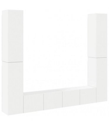 vidaXL 6 Piece TV Cabinet Set White Engineered Wood