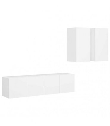 vidaXL 4 Piece TV Cabinet Set White Engineered Wood