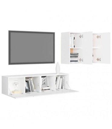 vidaXL 4 Piece TV Cabinet Set White Engineered Wood