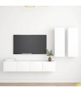 vidaXL 4 Piece TV Cabinet Set White Engineered Wood
