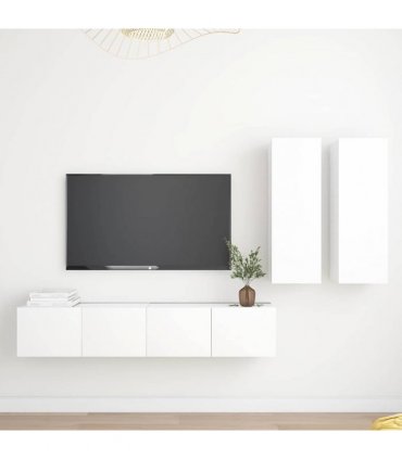 vidaXL 4 Piece TV Cabinet Set White Engineered Wood