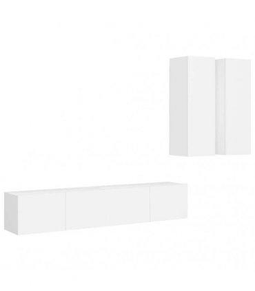 vidaXL 4 Piece TV Cabinet Set White Engineered Wood