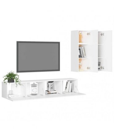 vidaXL 4 Piece TV Cabinet Set White Engineered Wood