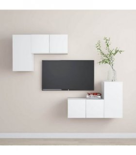 vidaXL 4 Piece TV Cabinet Set White Engineered Wood