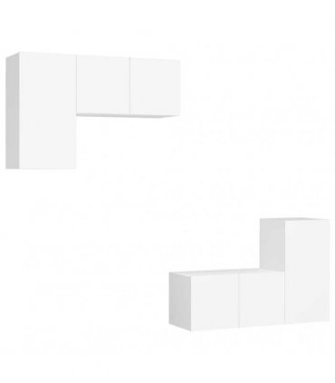 vidaXL 4 Piece TV Cabinet Set White Engineered Wood