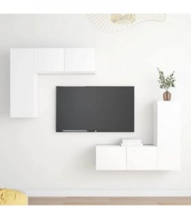 vidaXL 4 Piece TV Cabinet Set White Engineered Wood