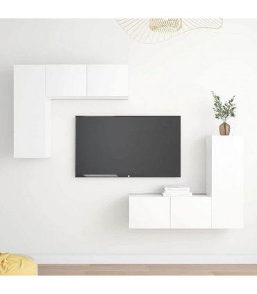 vidaXL 4 Piece TV Cabinet Set White Engineered Wood