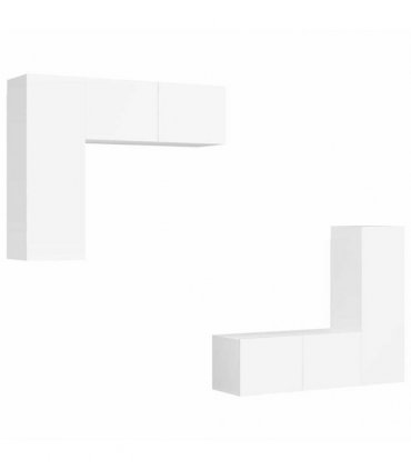 vidaXL 4 Piece TV Cabinet Set White Engineered Wood