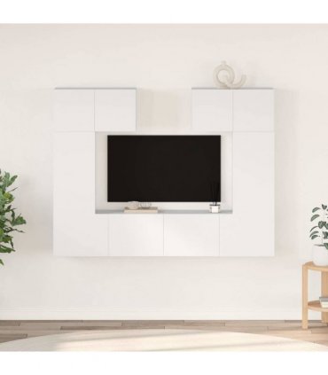 vidaXL 6 Piece TV Cabinet Set White Engineered Wood