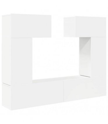 vidaXL 6 Piece TV Cabinet Set White Engineered Wood