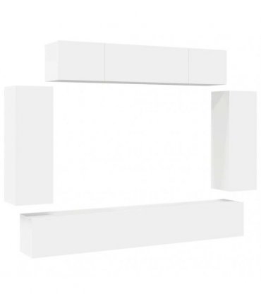 vidaXL 6 Piece TV Cabinet Set White Engineered Wood