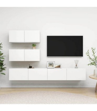 vidaXL 4 Piece TV Cabinet Set White Engineered Wood
