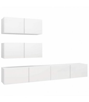 vidaXL 4 Piece TV Cabinet Set White Engineered Wood