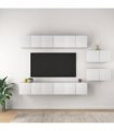 vidaXL 8 Piece Wall-mounted TV Cabinet Set White Engineered Wood