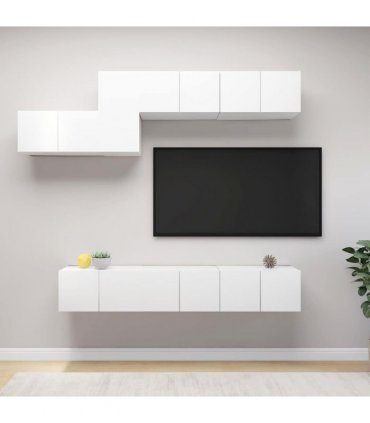 vidaXL 7 Piece TV Cabinet Set White Engineered Wood