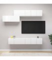 vidaXL 7 Piece TV Cabinet Set White Engineered Wood
