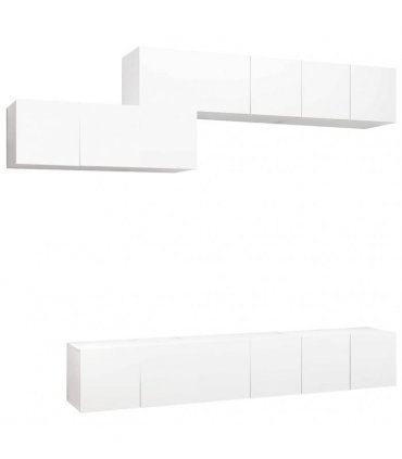 vidaXL 7 Piece TV Cabinet Set White Engineered Wood