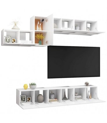 vidaXL 7 Piece TV Cabinet Set White Engineered Wood