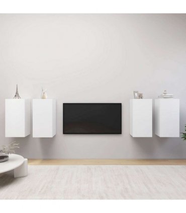 vidaXL 4 Piece TV Cabinet Set White 30,5x30x60 cm Engineered Wood