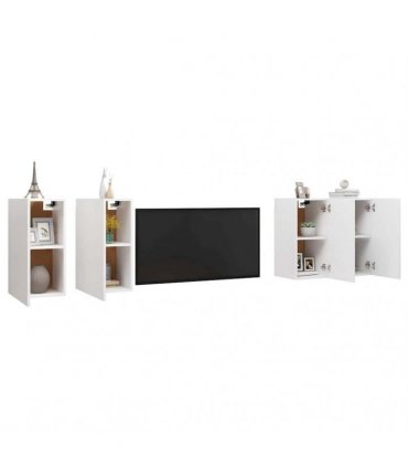 vidaXL 4 Piece TV Cabinet Set White 30,5x30x60 cm Engineered Wood