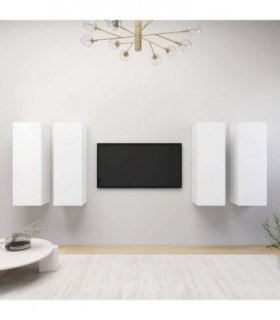 vidaXL 4 Piece TV Cabinet Set White 30,5x30x90 cm Engineered Wood