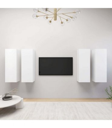 vidaXL 4 Piece TV Cabinet Set White 30,5x30x90 cm Engineered Wood