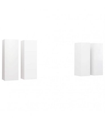 vidaXL 4 Piece TV Cabinet Set White 30,5x30x90 cm Engineered Wood