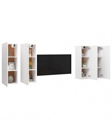 vidaXL 4 Piece TV Cabinet Set White 30,5x30x90 cm Engineered Wood