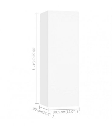 vidaXL 4 Piece TV Cabinet Set White 30,5x30x90 cm Engineered Wood