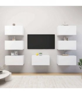 vidaXL 7 Piece TV Cabinet Set White 30,5x30x60 cm Engineered Wood