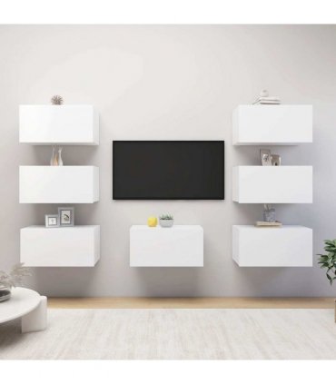 vidaXL 7 Piece TV Cabinet Set White 30,5x30x60 cm Engineered Wood