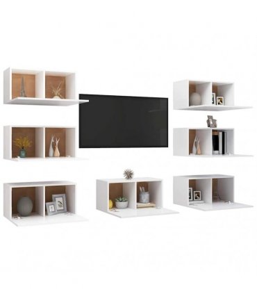vidaXL 7 Piece TV Cabinet Set White 30,5x30x60 cm Engineered Wood