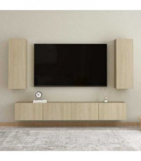 vidaXL 4 Piece TV Cabinet Set Sonoma Oak Engineered Wood