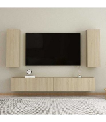 vidaXL 4 Piece TV Cabinet Set Sonoma Oak Engineered Wood