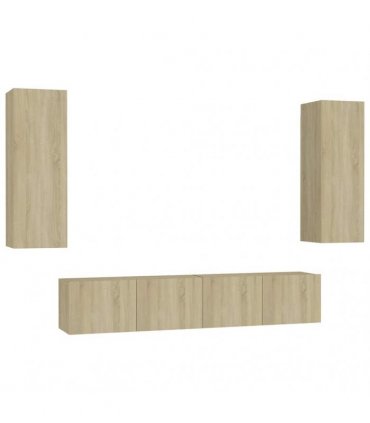 vidaXL 4 Piece TV Cabinet Set Sonoma Oak Engineered Wood