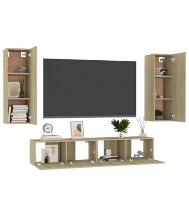 vidaXL 4 Piece TV Cabinet Set Sonoma Oak Engineered Wood