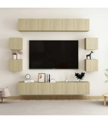 vidaXL 10 Piece TV Cabinet Set Sonoma Oak Engineered Wood