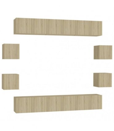 vidaXL 10 Piece TV Cabinet Set Sonoma Oak Engineered Wood