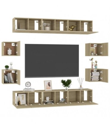 vidaXL 10 Piece TV Cabinet Set Sonoma Oak Engineered Wood