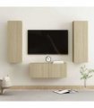 vidaXL 3 Piece TV Cabinet Set Sonoma Oak Engineered Wood