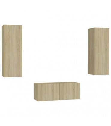 vidaXL 3 Piece TV Cabinet Set Sonoma Oak Engineered Wood