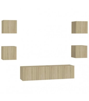 vidaXL 6 Piece TV Cabinet Set Sonoma Oak Engineered Wood