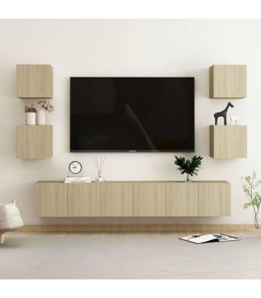 vidaXL 7 Piece TV Cabinet Set Sonoma Oak Engineered Wood