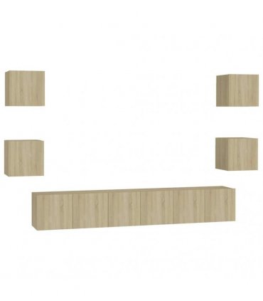vidaXL 7 Piece TV Cabinet Set Sonoma Oak Engineered Wood