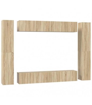 vidaXL 10 Piece TV Cabinet Set Sonoma Oak Engineered Wood
