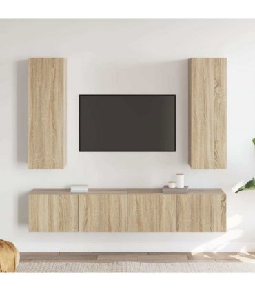 vidaXL 4 Piece TV Cabinet Set Sonoma Oak Engineered Wood