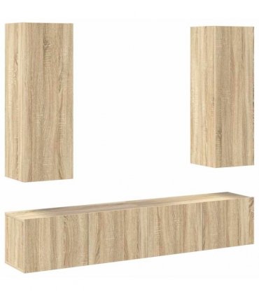 vidaXL 4 Piece TV Cabinet Set Sonoma Oak Engineered Wood