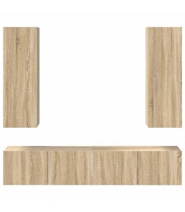 vidaXL 4 Piece TV Cabinet Set Sonoma Oak Engineered Wood
