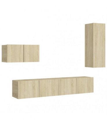 vidaXL 4 Piece TV Cabinet Set Sonoma Oak Engineered Wood